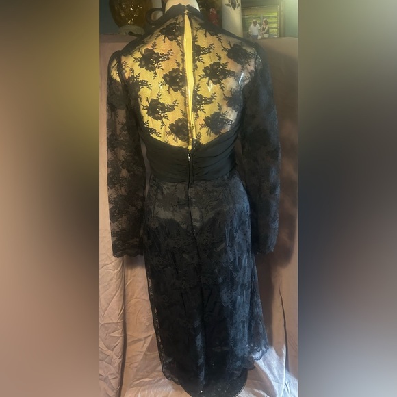 Chic Black Lace Long Sleeve Dress - Picture 2 of 7
